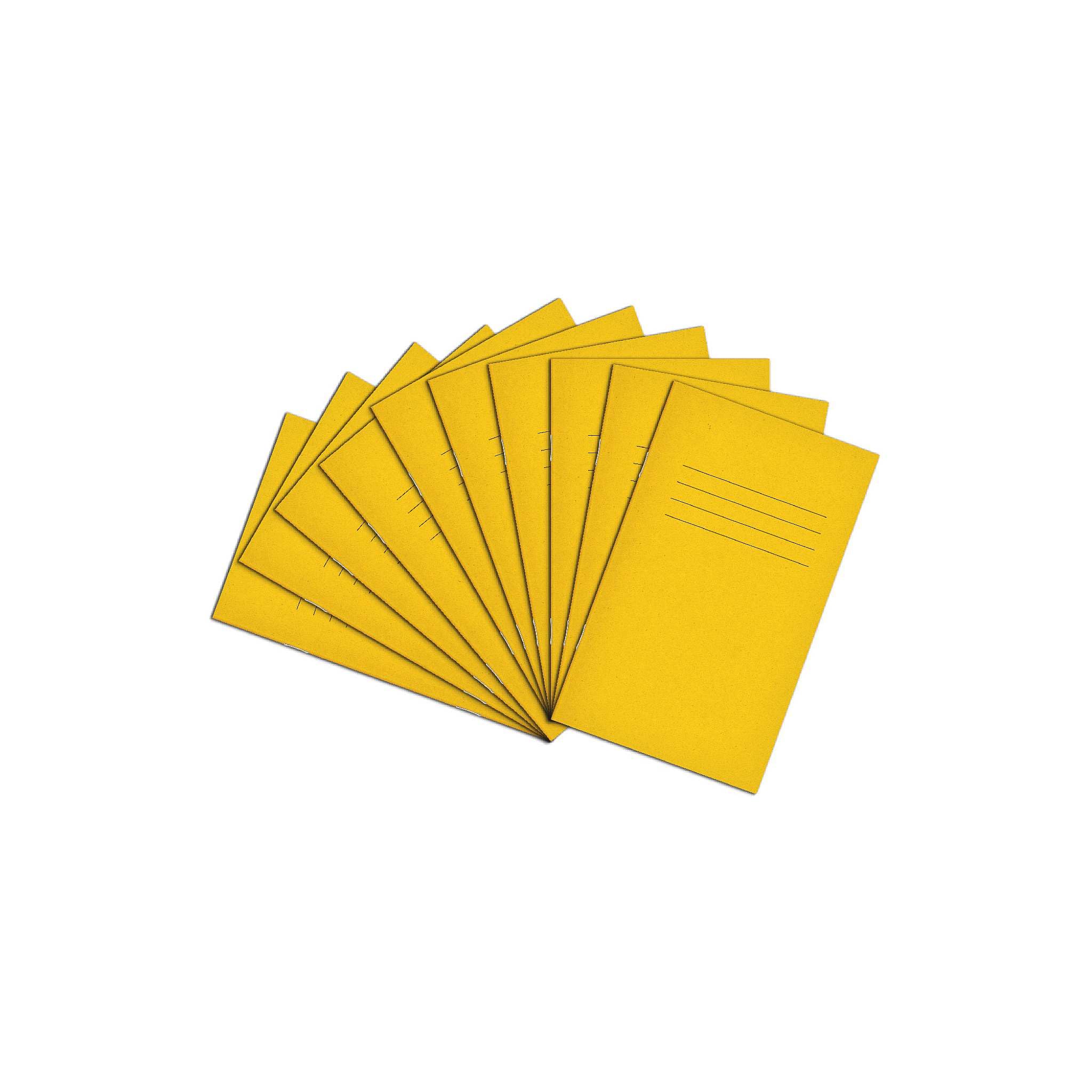 Rhino A6+ Exercise Books, 48 Page / 7mm Lined with Centre Margin Paper Notebook, 10 Pack, Writing Book, Office & School Stationery Supplies, Yellow