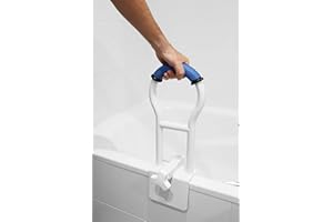 KMINA Padded Bath Tub Safety Hand Rail, Adjustable Bathtub Grab Bar,Tub Handle for Seniors, Bathroom Support, Blue