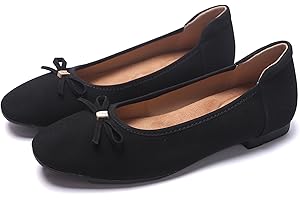 MUMUWU Women's Comfortable Ballet Flats Round Toe Flat Shoes for Women Bow Dressy Flats Shoes with Arch Support Insole