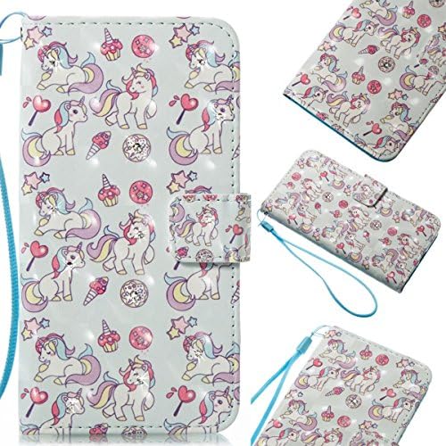 Iphone 7 Case, IPHONE 8 Phone Wallet Case, Shiny Glitter Rhinestone Unicorn - Pink Pattern Design Wallet Flip Bumper Cover PU Leather Case Shockproof Prints Design with Soft Inner Silic