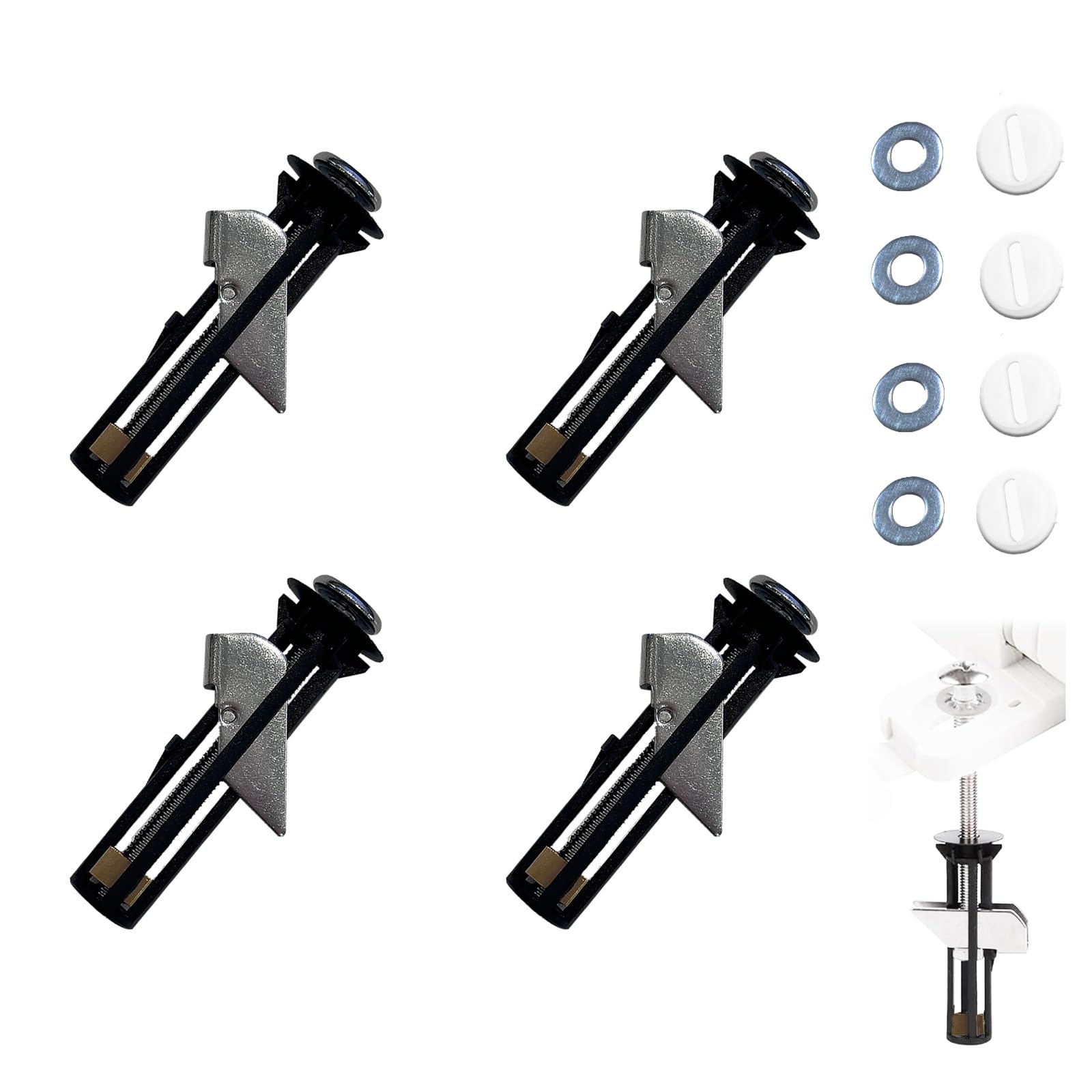 Toilet Seat Bolts Fittings Kit, 4pcs Heavy Duty Toilets Seats Fastener Locking Bolts Replacement Fixing Kits for Top Lid Hinges, Easy Installation and Maintenance Universal Toilet Seat Screws