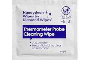 DIAMOND WIPES HandyClean Thermometer Cleaning Wipes, 70% Isopropyl Alcohol, Wipes for Probe Thermometer, 1000 ct of 2 x 1 inches Individually Wrapped Wipes