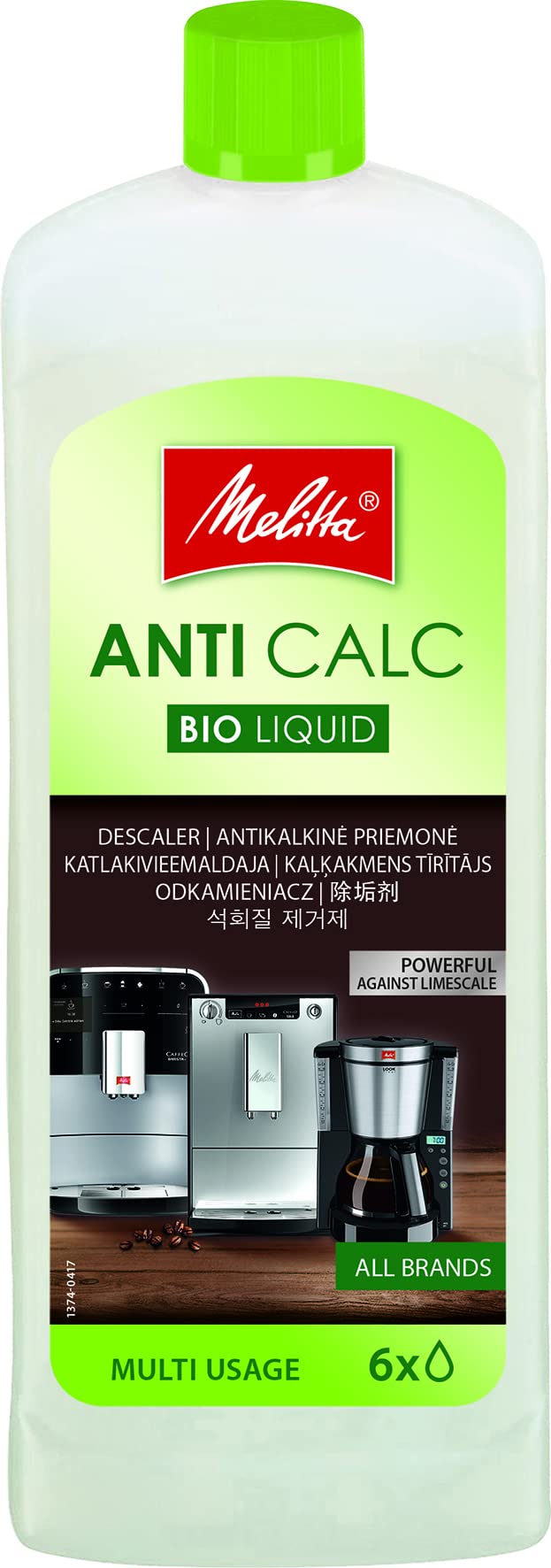 Melitta Anti-Calc Bio Liquid Descaler for Coffee Machines & Espresso Machines, Removes Limescale Deposits, 250 ml