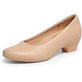 DREAM PAIRS Women's Chunky Closed Toe Dress Low Block Heels Comfortable Slip On Work Pumps Wedding Casual Shoes