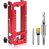 Door Hinge Jig, Aluminum Alloy Door Hinge Template Kit for Router, Adjustable Mortise Jig Fits for 2.5" to 5" Length, Square,