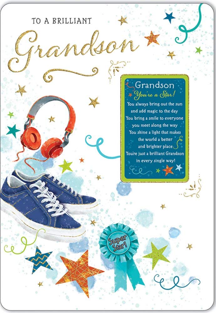 Regal Publishing Sentiment Birthday Card Grandson - 9 x 6 inches, C80597