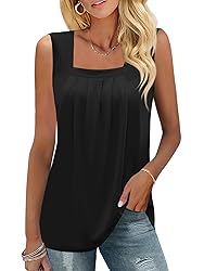 KTILG Black Sleeveless Tops for Women Casual Summer