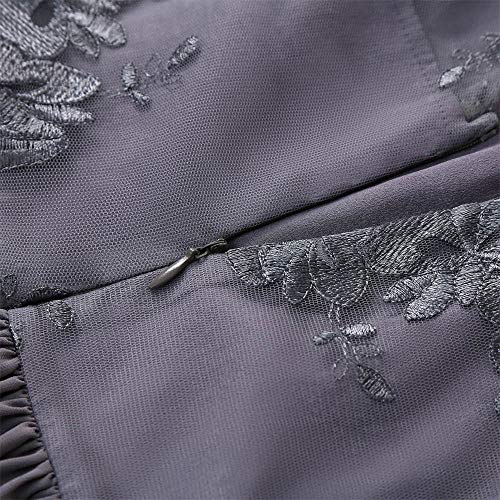 Dresses for Women Vintage Scoop Neck Floral Lace 3/4 Sleeve A-line Pleated Wing Cocktail Dress (M, Gray6)