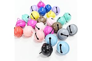 100Pcs Jingle Bells, BetterJonny 22mm Sweet Colors Small Bells Metal Craft Bells, Pet Decoration Bell DIY Bell for Wreath, Ch