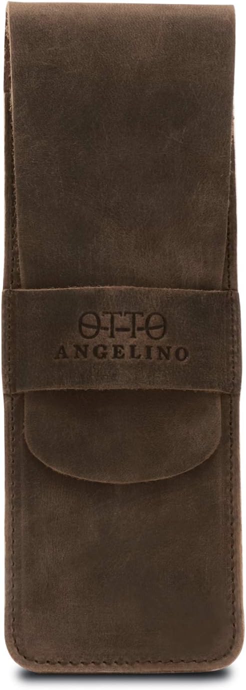 LONDO Genuine Leather Pen and Pencil Case with Tuck in Flap, Stationery Bag, Mink