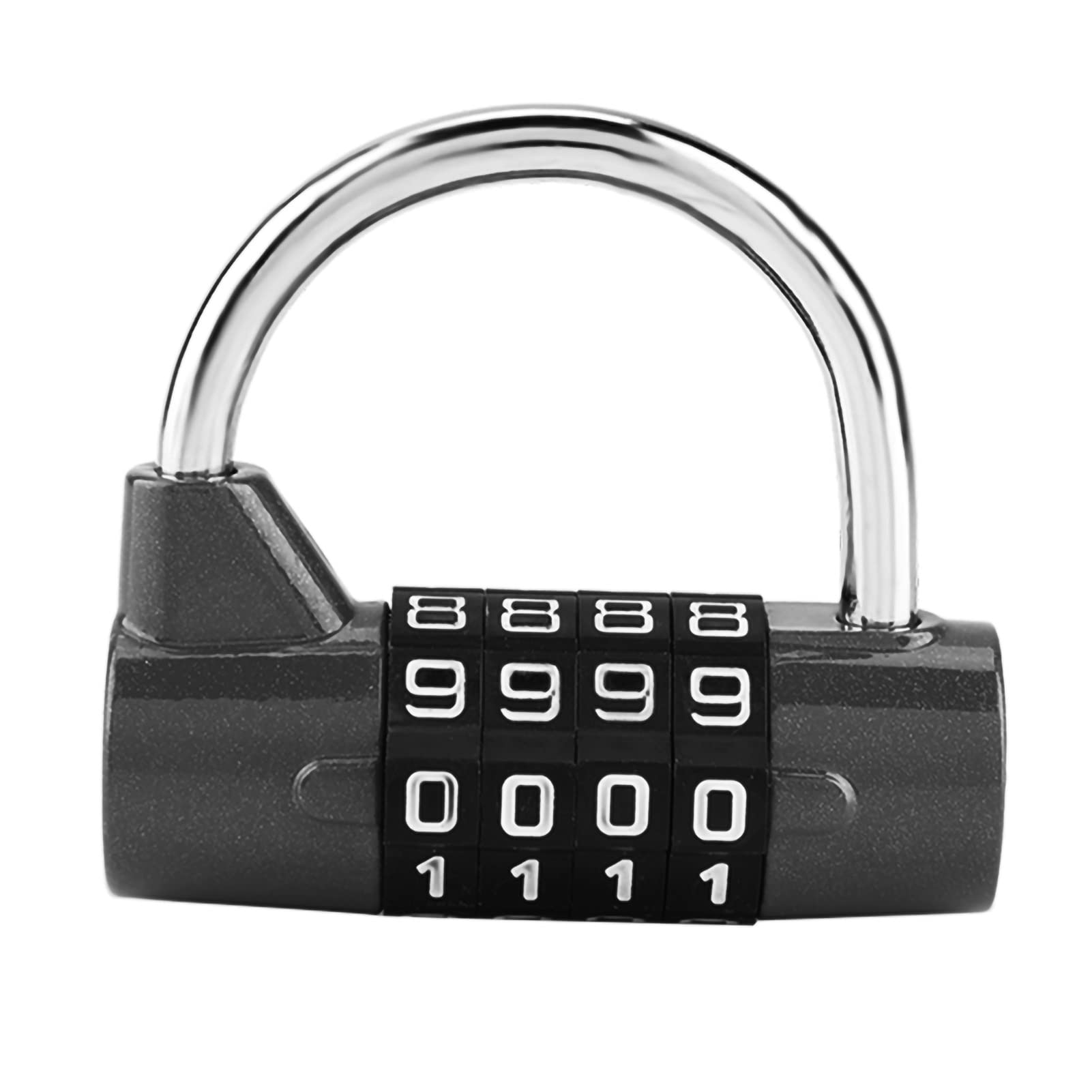 Restokki Gym Locker Lock, 4 Dial Digit Code Weatherproof Outdoor Combination Padlock, Travel Suitcase Gym Locker Security Password Lock - Easy to Read Numbers(Black)