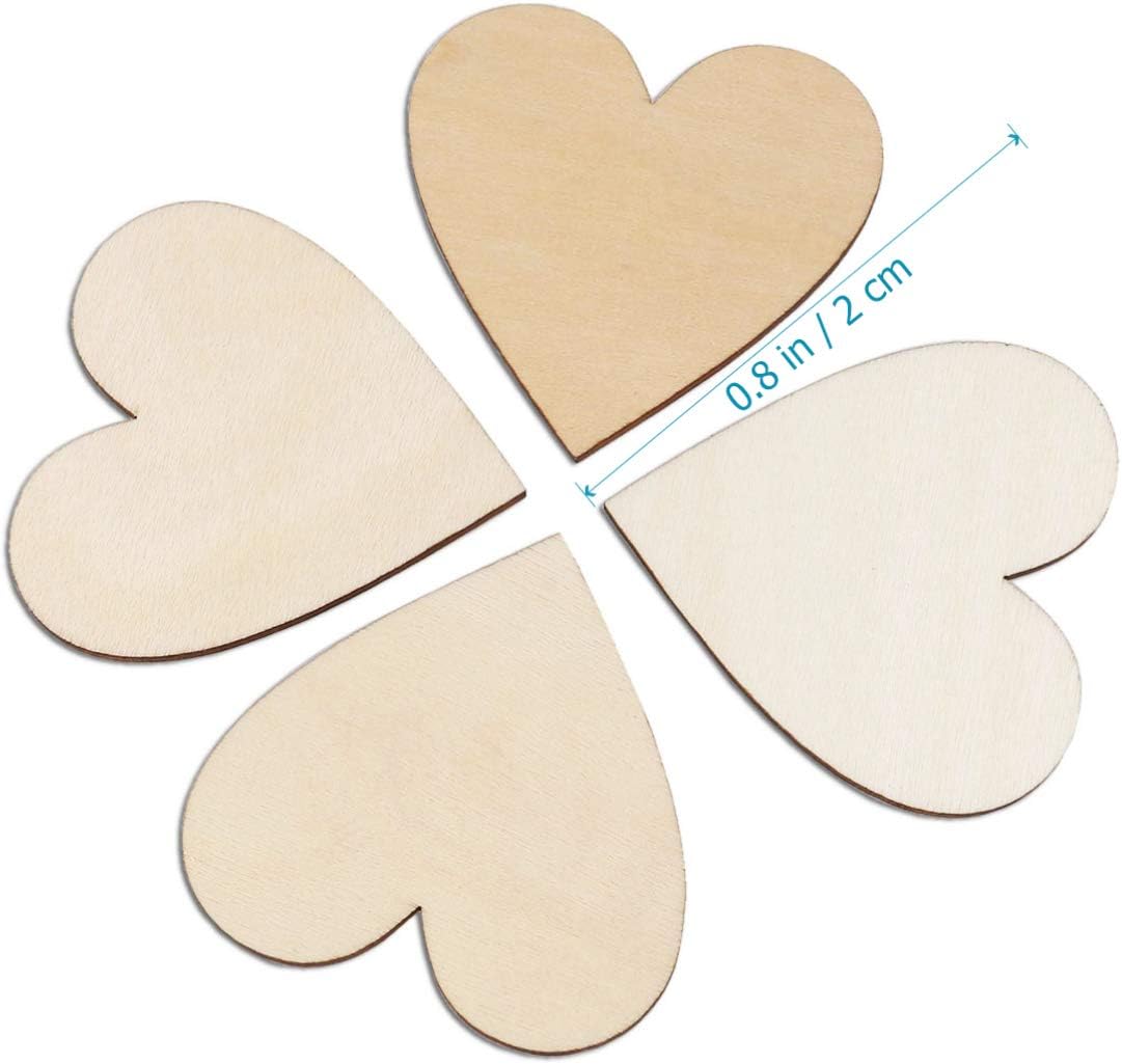 Vosarea Unfinished Wood Heart Shaped DIY Arts Crafts Scrapbooking Cutout for Wedding Decorations, Wood Color, 100pcs - Image 4
