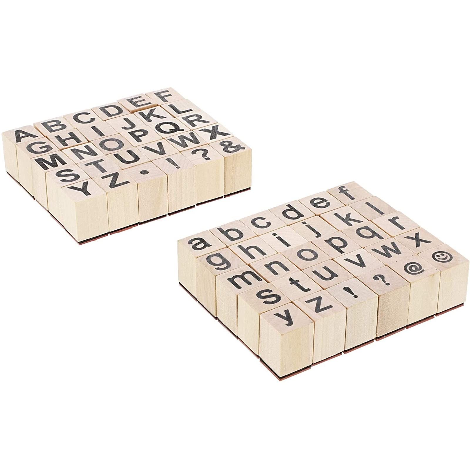 Juvale Letter Stamps Set - 60-Piece, 0.6-Inch Square Rubber Blocks - Wooden Alphabet Stamps for Crafting, Scrapbooking, Card Making & Journaling