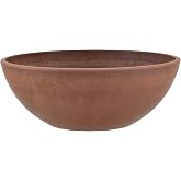 PSW Pot Collection 12-inch Large Plastic/Stone/Wood Composite Low Bowl Planter &ndash; No Drainage Hole (Drillable), Shallow Indoor/Outer Pot for Succulents, Bonsai, Fairy Gardens, Herbs, Terra Cotta Color