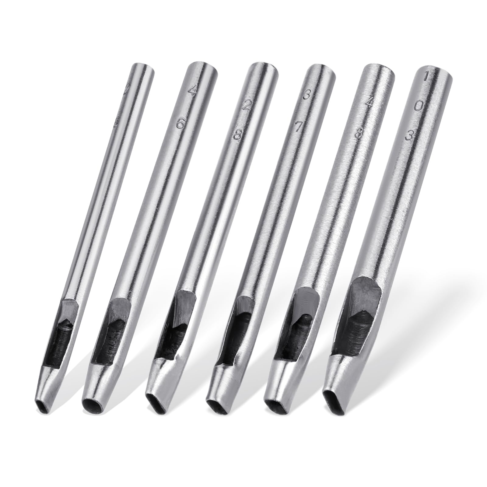 6 Pcs Oval Leather Punch Set - Hollow Leather Punch for Watch Band, Canvas, Paper, Plastics