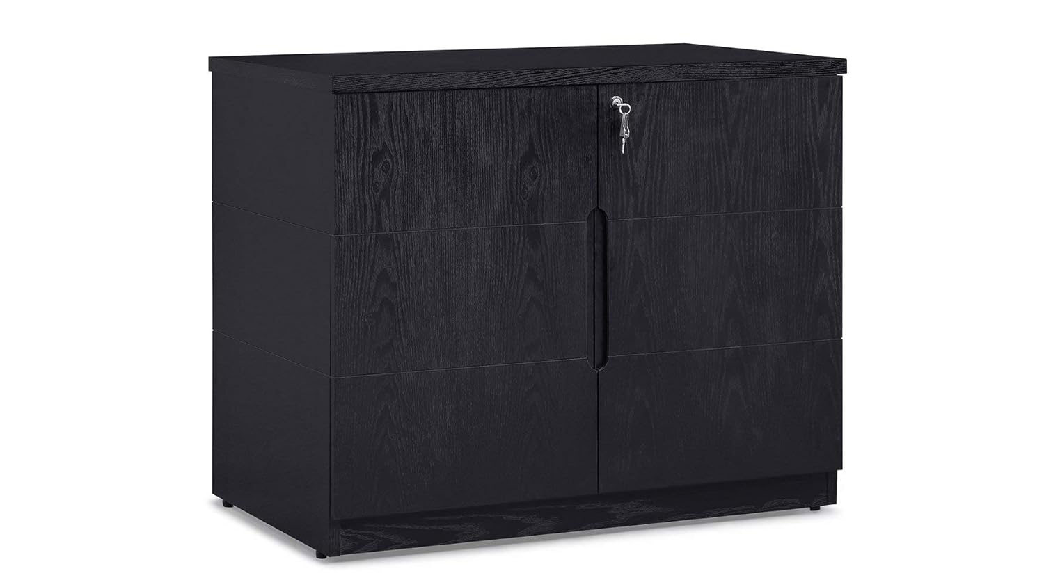 Hayes Modern 2 Door Storage Printer Black Oak