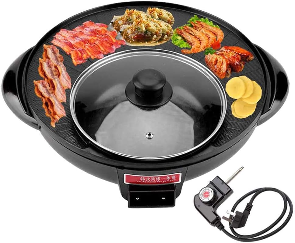 1300W Elektrische InduktionsHot Pot Herd, 2 in 1 Edelstahl BBQ & Hot