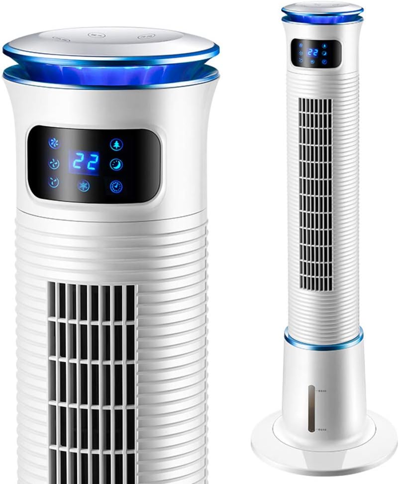 ZPEE Led Display Standing Tower Fan,Oscillating Air Conditioner Fan Evaporative Coolers,Quiet Safety Bladeless Fan Remote Control White