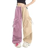 Skateboard Frog Women Y2K Baggy Streetwear Hip Hop Parachute Pants Lightweight Wide Leg Drawstring Cargo Pants Dance