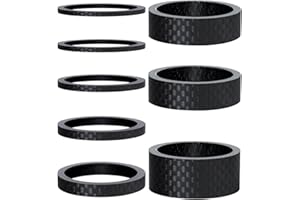 Cheimaxy 8PCS Carbon Fiber Headset Spacers, Matte Finish, Lightweight and Precision, Fits 1 1/8 Inch Stem for MTB, Road Handlebar Stems, 6 Sizes (1/2/3/5/10/15 mm)