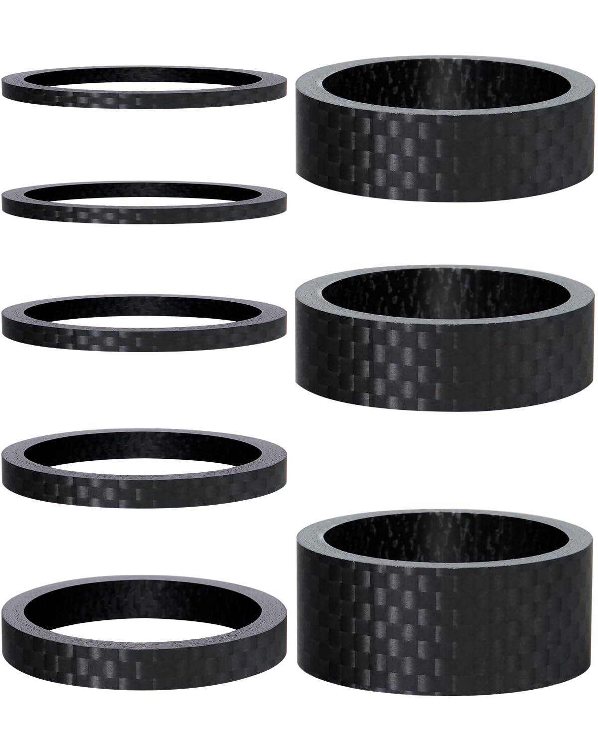 Photo 1 of Cheimaxy 8PCS Carbon Fiber Headset Spacers, Matte Finish, Lightweight and Precision, Fits 1 1/8 Inch Stem for MTB, Road Handlebar Stems, 6 Sizes (1/2/3/5/10/15 mm)