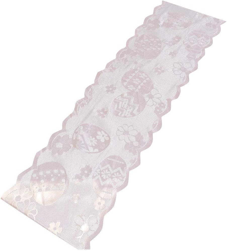 ObestChoose Lace Table Flag for Easter, Easter Decorations Cloth Table Flag for Table Runner Tablecloth Easter Eggs Floral for Desktop Decoration Home Decoration
