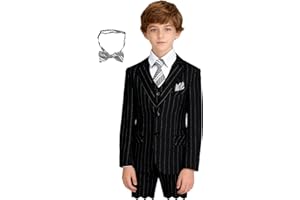 BOIHEDY Boy Suits Stripe Tuxedo Suit Set Complete Outfit Formal Wedding Party Wear Ring Bearer Outfit