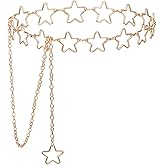 MBAIYO Women Star Waist Chain, Gold Chain Belt Adjustable Metal Plus Size Belly Chains Belt Belly Chains Suitable Formal Wear Jeans Dresses Casual Pants Girls Gifts for Women (Gold)