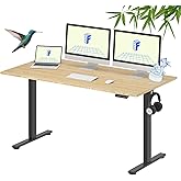 FLEXISPOT Adjustable Desk, Electric Bamboo Standing Desk Sit Stand Desk, 60 x 30 Inches Whole-Piece Bamboo Desk Top Home Offi