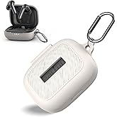 AGENTNANO for EarFun Air Pro 4 Case Cover, Soft Silicone Protective Portable Scratch Shock Resistant Logo Visible Design Cover Compatible with EarFun Air Pro 4 Charging Case with Carabiner-Apricot