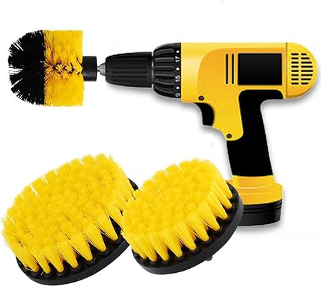 Amazon Ewolee 電動掃除用ブラシ 3点セット 浴室掃除用ブラシ キッチン 床 台所 お風呂 浴漕 タイル清掃 洗車用 六角軸電動ドリルに適応 イエロー 浴室掃除用ブラシ オンライン通販