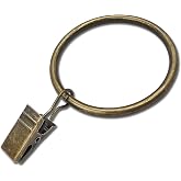 WeeksEight 20 Pack Curtain Rings with Clips, 1.77 in ID, Bronze | Large metal curtain rings with clips for room dividers and backdrops; smooth-gliding design fits rods up to 1.5 in