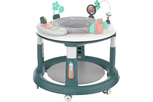 QIZHI-BEAR Baby Walker with 5 Adjustable Heights, Baby Walkers and Activity Center for Boys Girls Babies 6-12 Months, Features 360 Degree Swivel Seat, Music, Detachable toys, Bounce foot pad