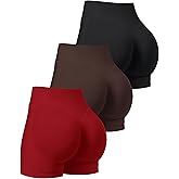 OLCHEE Womens Workout Shorts Seamless Scrunch Butt Lifting 3 Pack Yoga Gym Athletic High Waisted Tummy Control Booty 4.1"