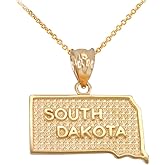 South Dakota SD State Map Pendant Necklace in 10k Yellow Gold