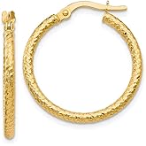 The Black Bow 2mm Crisscross Round Hoop Earrings in 10k Yellow Gold, 22mm (7/8 Inch)