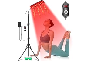 RIKIMXIN Red Light Therapy Lamp for Body, Infrared Light Therapy Lamps with Stand, 660nm Red and 850nm Near Infrared Red Light Therapy Device for Full Body Overall Health at Home with Eyes Protection Goggles