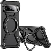 LEMAXELEMAXELERS for Google Pixel 9 Pro XL Minimalist Case. Black HJ | Compatible with MagSafe, Metal Frameless, Protective Shockproof Kickstand Phone Cover for Google Pixel 9 Pro