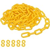 PATIKIL Yellow Plastic Chain, 10 ft 6mm Safety Barrier Chain for Crowd Control, Queue Line, Parking, Fence, Gate, Concert, Construction Site and Decoration