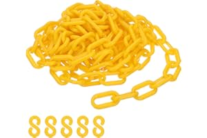 PATIKIL Yellow Plastic Chain, 10 ft 6mm Safety Barrier Chain for Crowd Control, Queue Line, Parking, Fence, Gate, Concert, Construction Site and Decoration