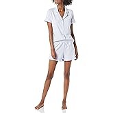 Amazon Essentials Women's Cotton Modal Piped Notch Collar Pajama Set, Comfortable Loungewear (Available in Plus Size)
