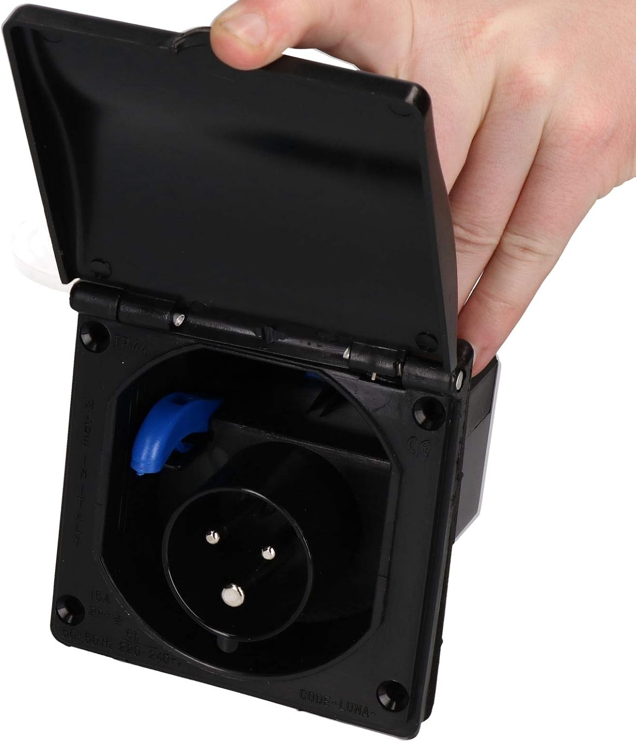 AB Tools 230v Mains 16A Flush Inlet Socket Black Caravan Motorhome Trailer Hook Up, 111 x 80 - Image 3