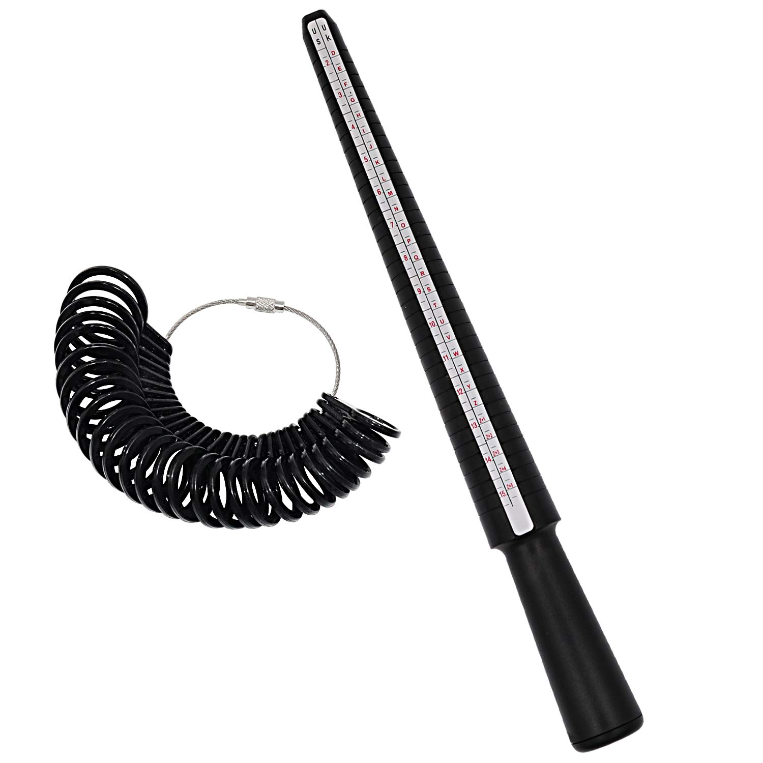 NIUPIKA Ring Sizer UK US Ring Measurement Tool UK Sizes Women Men Ring Size Measure Finger Ring Gauge Kit Ring Mandrel Plastic