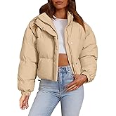 Imily Bela Womens Cropped Puffer Jackets Long Sleeve Stand Collar Coats Quilted Zipper Outerwear