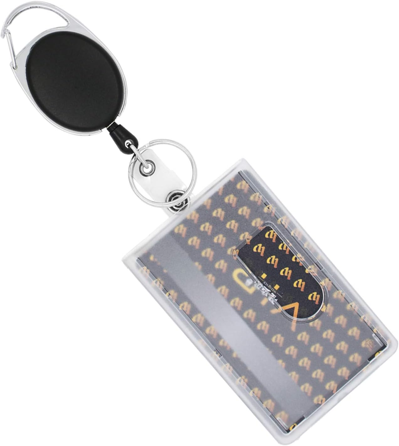 vialavida ID Badge Holder with Retractable Badge Reel and Clear Vertical Heavy Duty ID Card Holders, Carabiner Belt Clip for Office Company Employee School Student 2-Card Slot