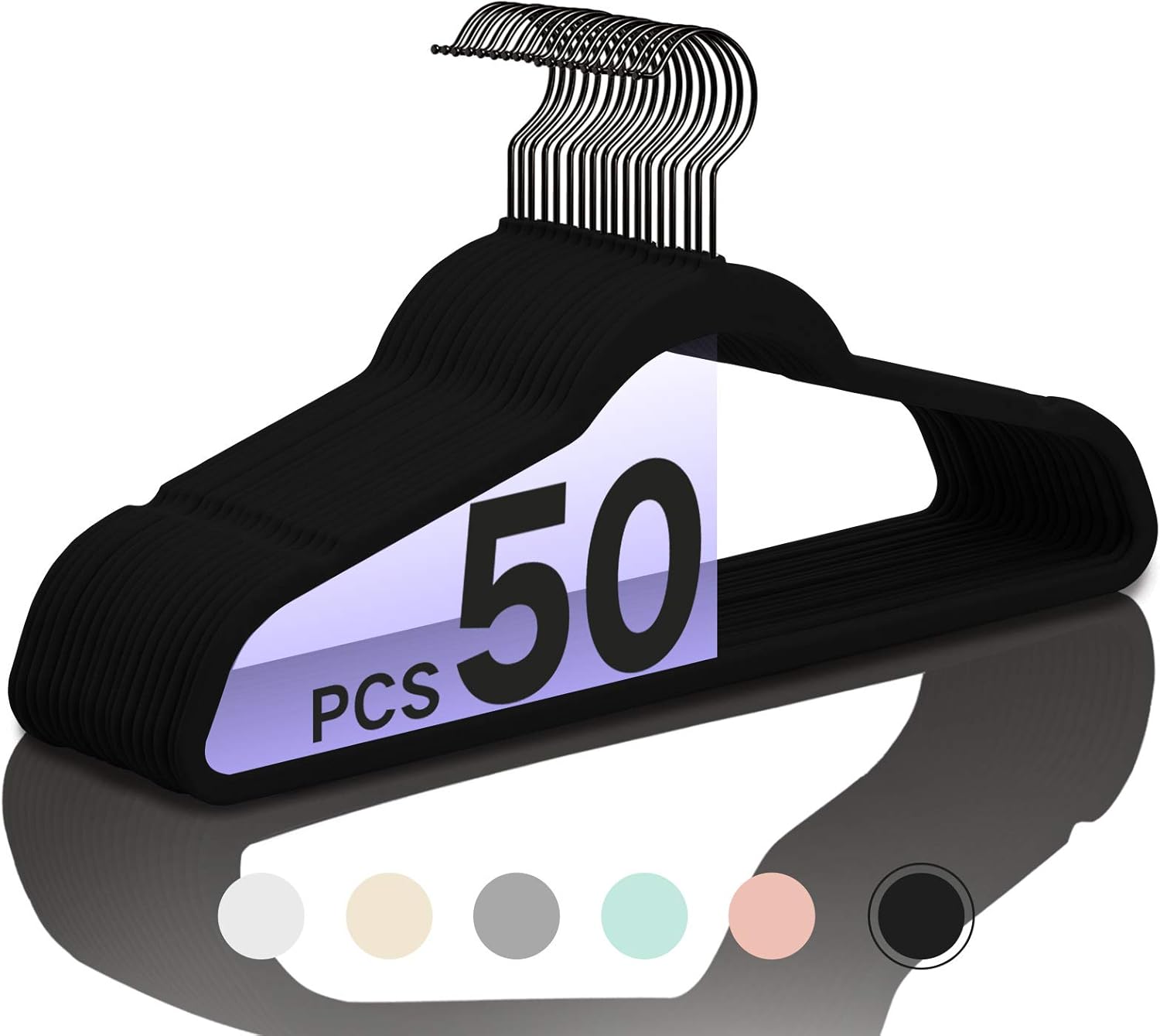 Premium Velvet Hangers HeavyDuty Non Slip Sturdy Suit Hangers Swivel Black Hooks Felt