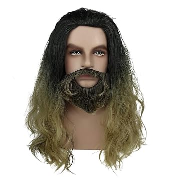 Amazon Com Aquaman Long Curly Hair And Beard And Mera Cosplay Wig