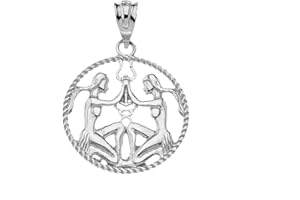 ASTROLOGY JEWELRY Exquisite 925 Sterling Silver Round Zodiac Sign Horoscope Constellation Rope-Style Charm Pendant