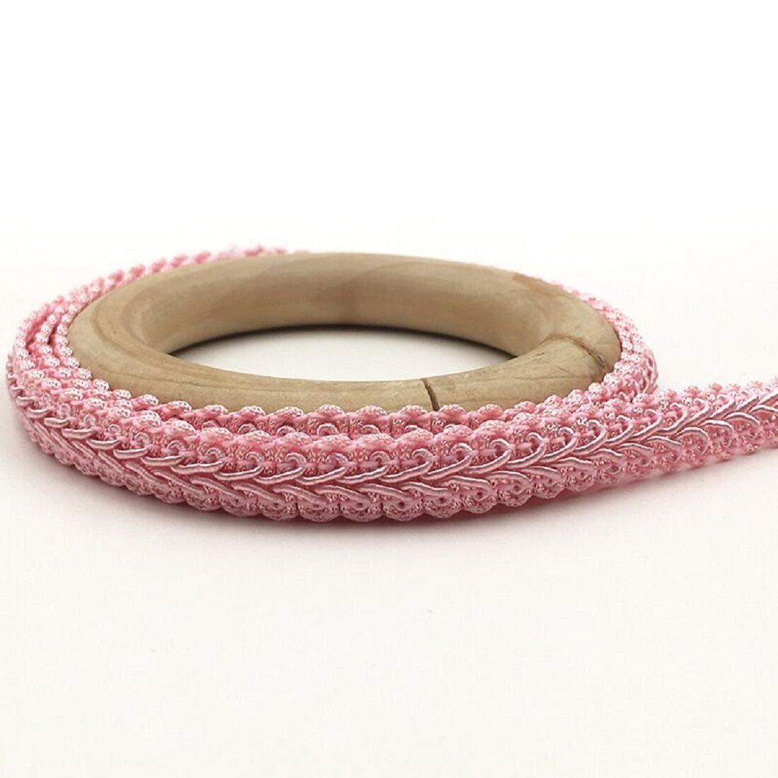 Yalulu 25 Meter Embroidery Braid Twist Fabric Cord Lace Trim Sewing Trimming Edge Craft Decorative Ribbon (Pink)