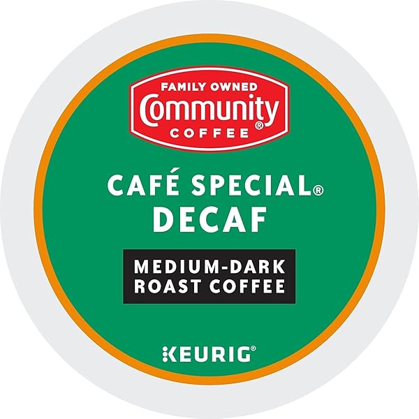 COMMUNITY COFFEE CAFÉ SPECIAL DECAF 24 COUNT COFFEE PODS, MEDIUM-DARK ROAST, COMPATIBLE WITH KEURIG 2.0 K-CUP BREWERS, 24 COUNT (PACK OF 1)